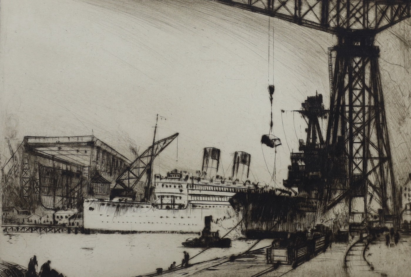 Frank Henry Mason (1876-1965), Impressions of the Works of William Beardmore and Company Ltd, Glasgow, folio of six etchings, all signed in pencil, 25 x 18cm, folio overall 46 x 37cm